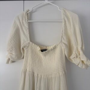 Caara Frankie Squareneck Smocked Tiered Midi Dress, Sz S